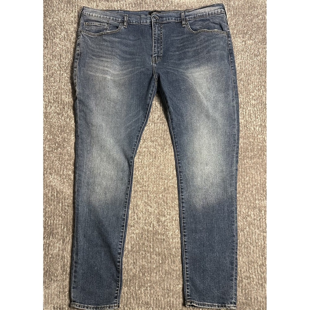 True Religion Jeans Mens 44x33 Ricky Relaxed Skinny Med Blue Wash Denim